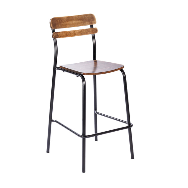 Antique Copper |#| Commercial Solid Wood Bar Stool with Black Frame and Antique Copper Finish