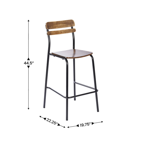 Antique Copper |#| Commercial Solid Wood Bar Stool with Black Frame and Antique Copper Finish