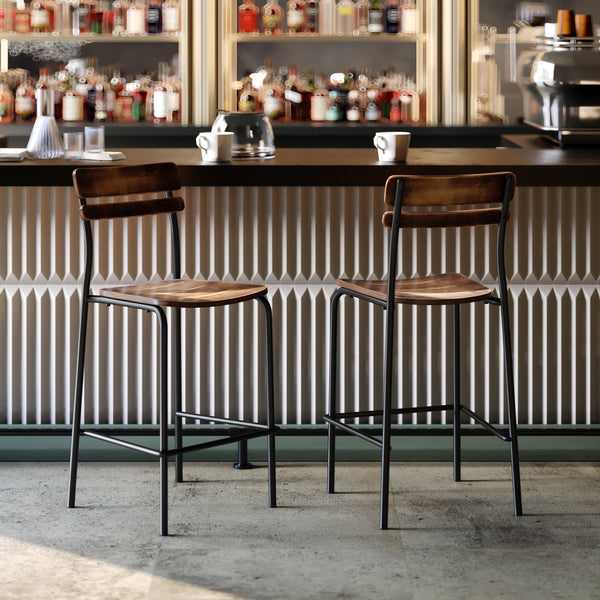 Antique Copper |#| Commercial Solid Wood Bar Stool with Black Frame and Antique Copper Finish