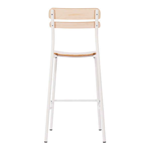 Antique White |#| Commercial Solid Wood Bar Stool with White Frame and Antique White Finish