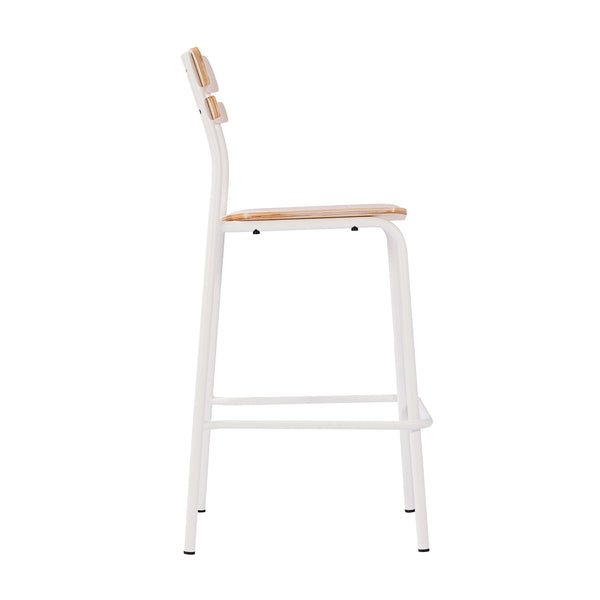 Antique White |#| Commercial Solid Wood Bar Stool with White Frame and Antique White Finish