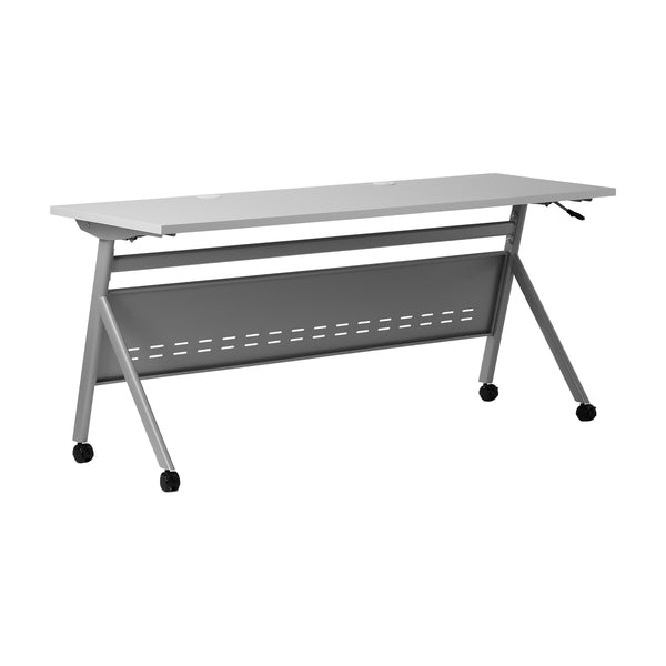 Gray Top/Gray Frame |#| Commercial Nesting Flip Training Table with Steel Frame and Y-Legs in Gray