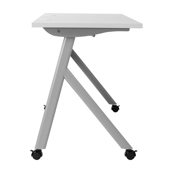 Gray Top/Gray Frame |#| Commercial Nesting Flip Training Table with Steel Frame and Y-Legs in Gray