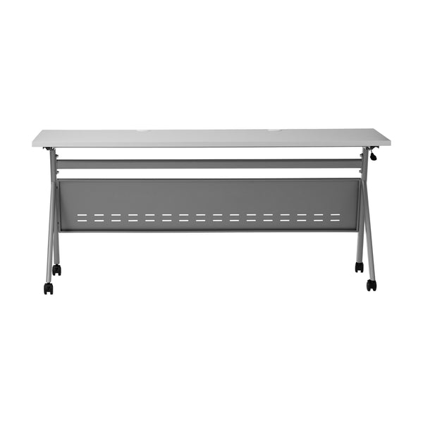 Gray Top/Gray Frame |#| Commercial Nesting Flip Training Table with Steel Frame and Y-Legs in Gray