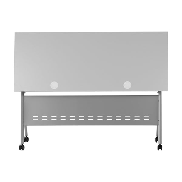 Gray Top/Gray Frame |#| Commercial Nesting Flip Training Table with Steel Frame and Y-Legs in Gray