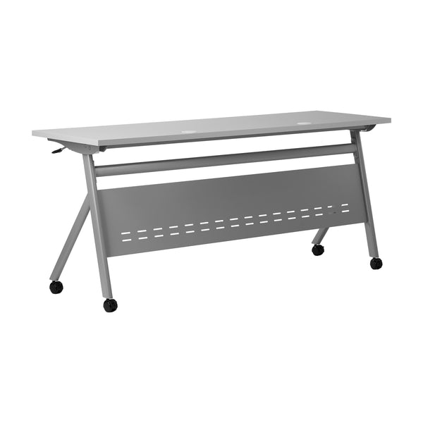 Gray Top/Gray Frame |#| Commercial Nesting Flip Training Table with Steel Frame and Y-Legs in Gray