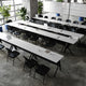 Gray Top/Black Frame |#| Commercial Nesting Flip Training Table with Steel Frame and Y-Legs in Gray/Black