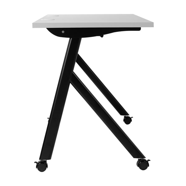 Gray Top/Black Frame |#| Commercial Nesting Flip Training Table with Steel Frame and Y-Legs in Gray/Black