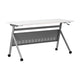 White Top/Gray Frame |#| Commercial Nesting Flip Training Table with Steel Frame and Y-Legs in White/Gray