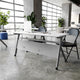 White Top/Gray Frame |#| Commercial Nesting Flip Training Table with Steel Frame and Y-Legs in White/Gray
