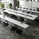White Top/Gray Frame |#| Commercial Nesting Flip Training Table with Steel Frame and Y-Legs in White/Gray