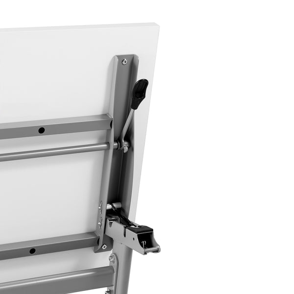 White Top/Gray Frame |#| Commercial Nesting Flip Training Table with Steel Frame and Y-Legs in White/Gray