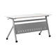 White Top/Gray Frame |#| Commercial Nesting Flip Training Table with Steel Frame and Y-Legs in White/Gray