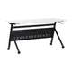 White Top/Black Frame |#| Commercial Nesting Flip Training Table with Steel Frame and Y-Legs in White/Blk