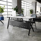 White Top/Black Frame |#| Commercial Nesting Flip Training Table with Steel Frame and Y-Legs in White/Blk