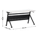 White Top/Black Frame |#| Commercial Nesting Flip Training Table with Steel Frame and Y-Legs in White/Blk