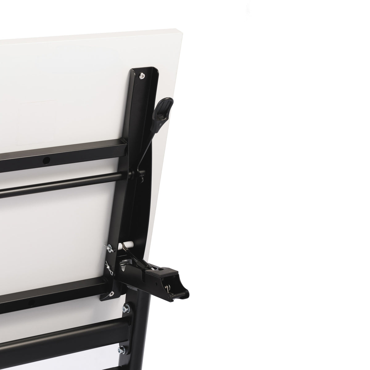 White Top/Black Frame |#| Commercial Nesting Flip Training Table with Steel Frame and Y-Legs in White/Blk