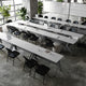 Gray Top/Gray Frame |#| Commercial Nesting Flip Training Table with Steel Frame and Y-Legs in Gray