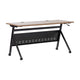 Walnut Top/Black Frame |#| Commercial Nesting Flip Training Table with Steel Frame and Y-Legs in Walnut/Blk