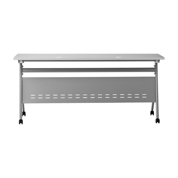Gray Top/Gray Frame |#| Commercial Nesting Flip Training Table with Steel Frame and Y-Legs in Gray