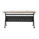 Walnut Top/Black Frame |#| Commercial Nesting Flip Training Table with Steel Frame and Y-Legs in Walnut/Blk