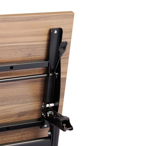 Walnut Top/Black Frame |#| Commercial Nesting Flip Training Table with Steel Frame and Y-Legs in Walnut/Blk