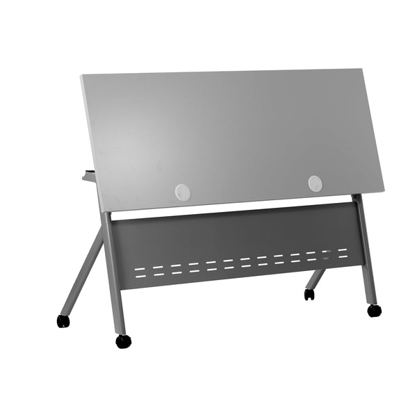 Gray Top/Gray Frame |#| Commercial Nesting Flip Training Table with Steel Frame and Y-Legs in Gray