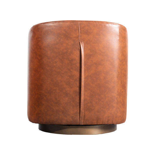 Brown LeatherSoft |#| Traditional Club Style Chair with 360° Swivel Metal Base in Brown LeatherSoft