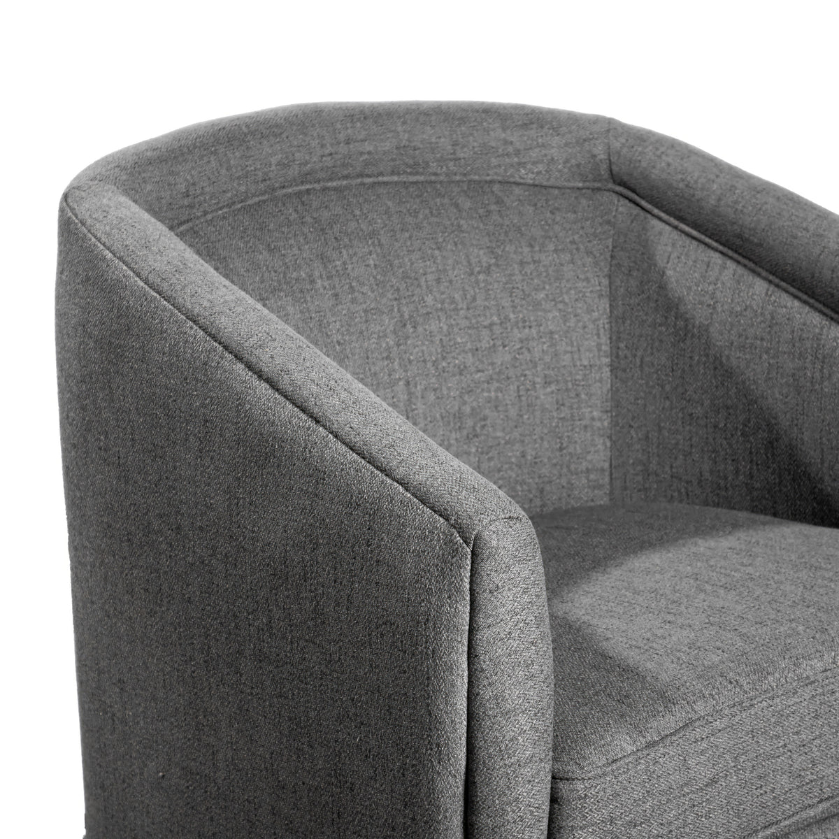 Gray |#| Traditional Club Style Accent Chair with 360° Swivel Metal Base in Gray Fabric