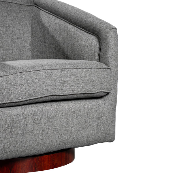 Gray |#| Traditional Club Style Accent Chair with 360° Swivel Metal Base in Gray Fabric