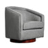 Dean Club Style Commercial Barrel Accent Armchair with 360 Degree Swivel Metal Base and Sloped Armrests