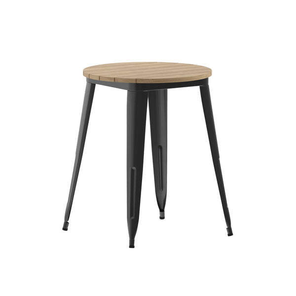 Brown/Black |#| 23.75inch RD Commercial Poly Resin Restaurant Table with Steel Frame-Brown/Black