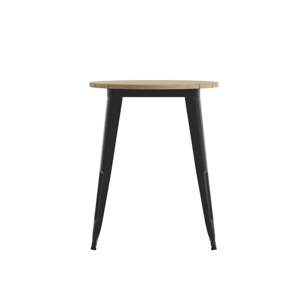 Brown/Black |#| 23.75inch RD Commercial Poly Resin Restaurant Table with Steel Frame-Brown/Black