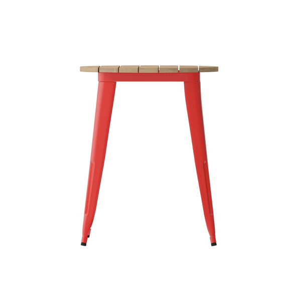 Brown/Red |#| 23.75inch RD Commercial Poly Resin Restaurant Table with Steel Frame-Brown/Red