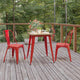 Brown/Red |#| 23.75inch SQ Commercial Poly Resin Restaurant Table with Steel Frame-Brown/Red