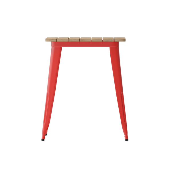 Brown/Red |#| 23.75inch SQ Commercial Poly Resin Restaurant Table with Steel Frame-Brown/Red