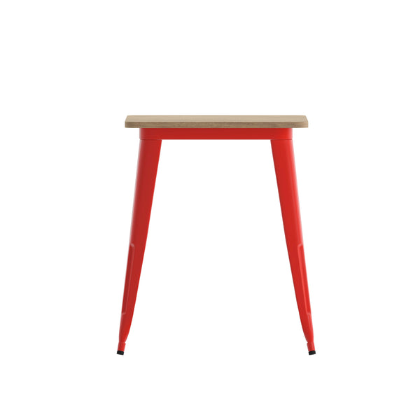 Brown/Red |#| 23.75inch SQ Commercial Poly Resin Restaurant Table with Steel Frame-Brown/Red