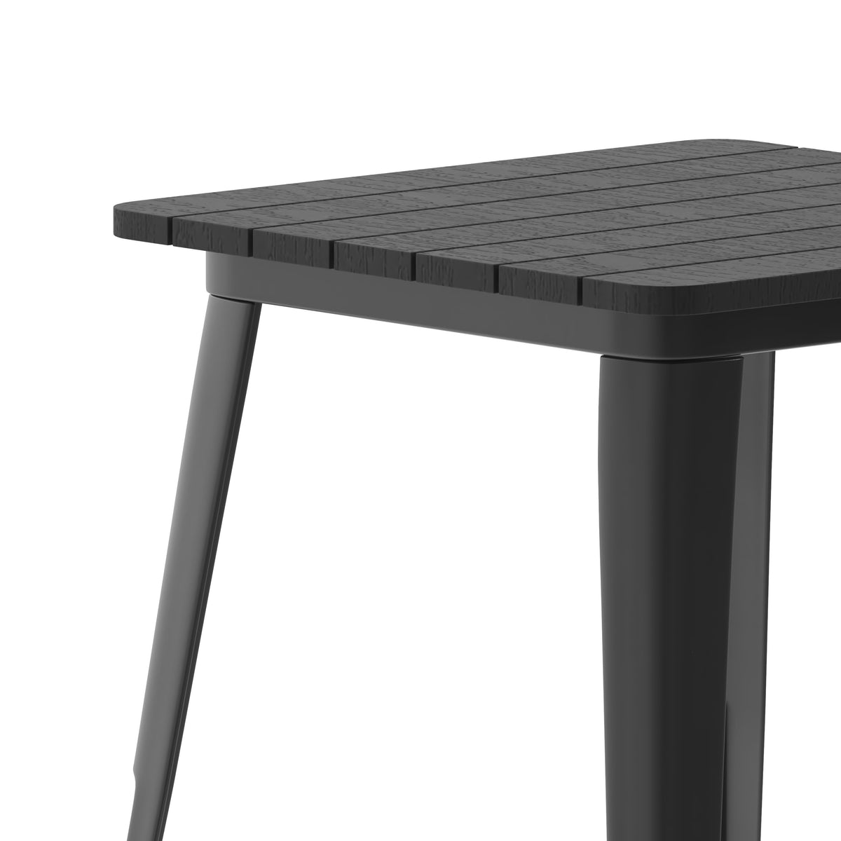 Black |#| 23.75inch SQ Commercial Poly Resin Restaurant Table with Steel Frame-Black/Black