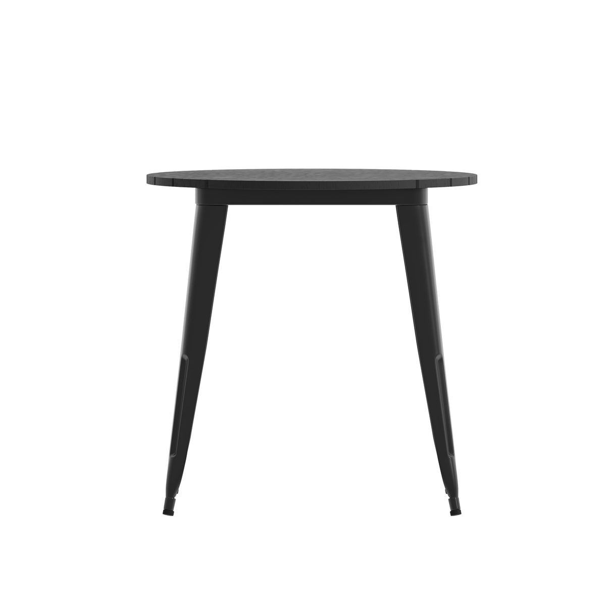 Black |#| 30inch RD Commercial Poly Resin Restaurant Table with Steel Frame-Black/Black