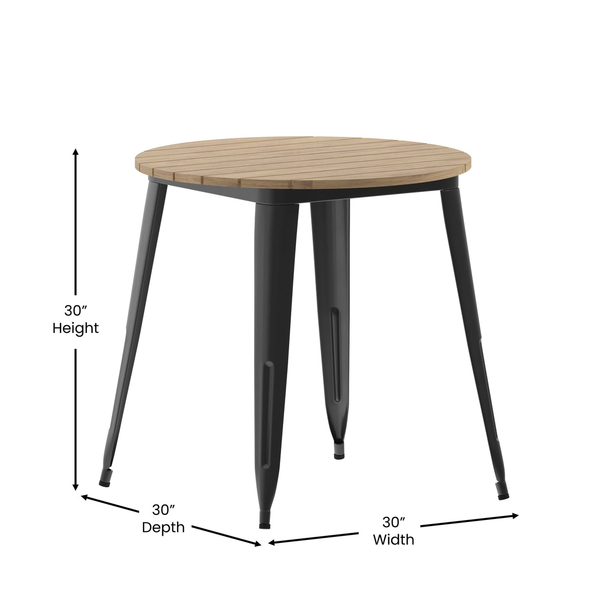 Brown/Black |#| 30inch RD Commercial Poly Resin Restaurant Table with Steel Frame-Brown/Black