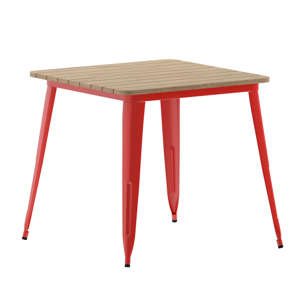 Brown/Red |#| 31.5inch SQ Commercial Poly Resin Restaurant Table with Steel Frame-Brown/Red