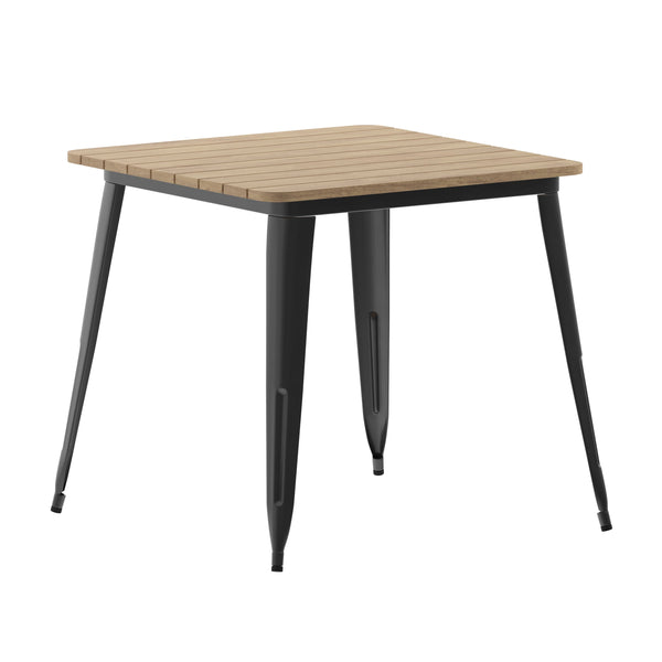 Brown/Black |#| 31.5inch SQ Commercial Poly Resin Restaurant Table with Steel Frame-Brown/Black