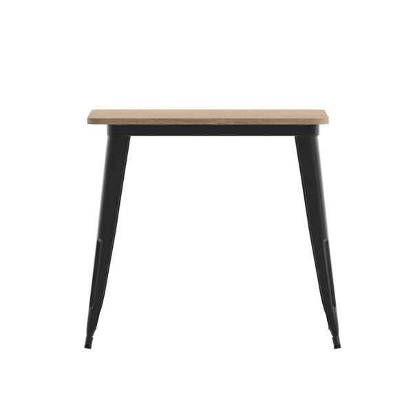 Brown/Black |#| 31.5inch SQ Commercial Poly Resin Restaurant Table with Steel Frame-Brown/Black