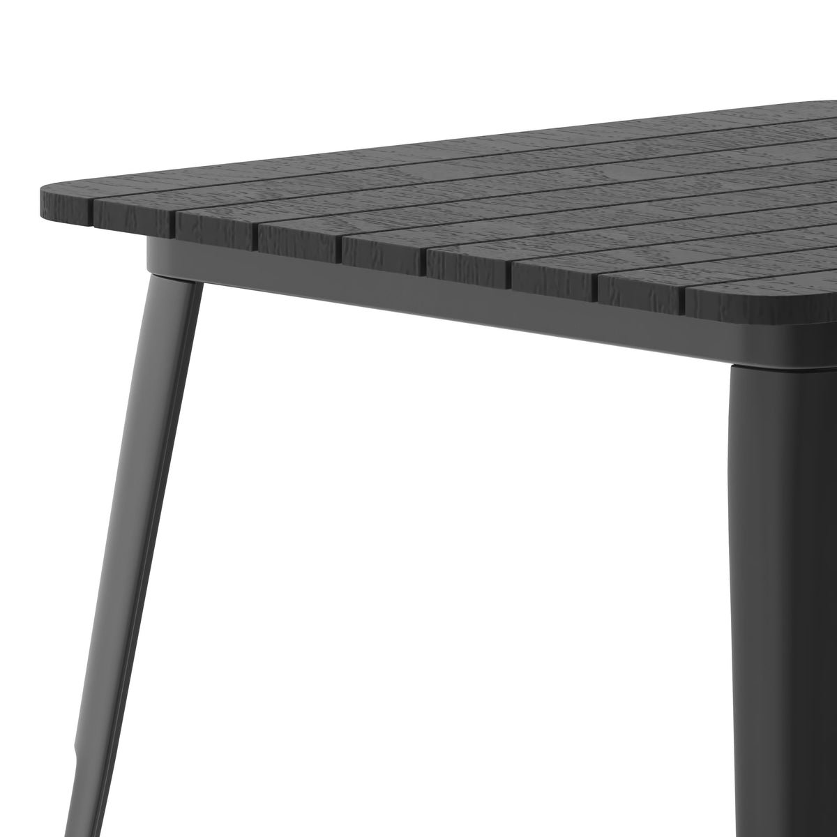 Black |#| 31.5inch SQ Commercial Poly Resin Restaurant Table with Steel Frame-Black/Black
