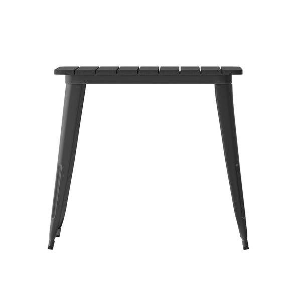 Black |#| 31.5inch SQ Commercial Poly Resin Restaurant Table with Steel Frame-Black/Black