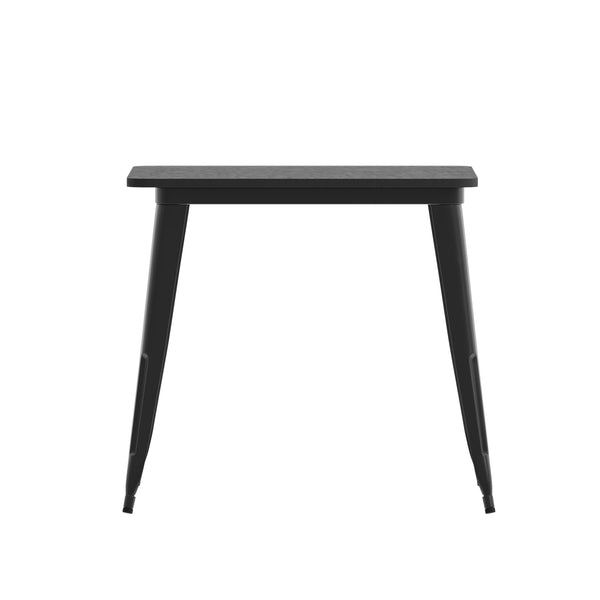 Black |#| 31.5inch SQ Commercial Poly Resin Restaurant Table with Steel Frame-Black/Black