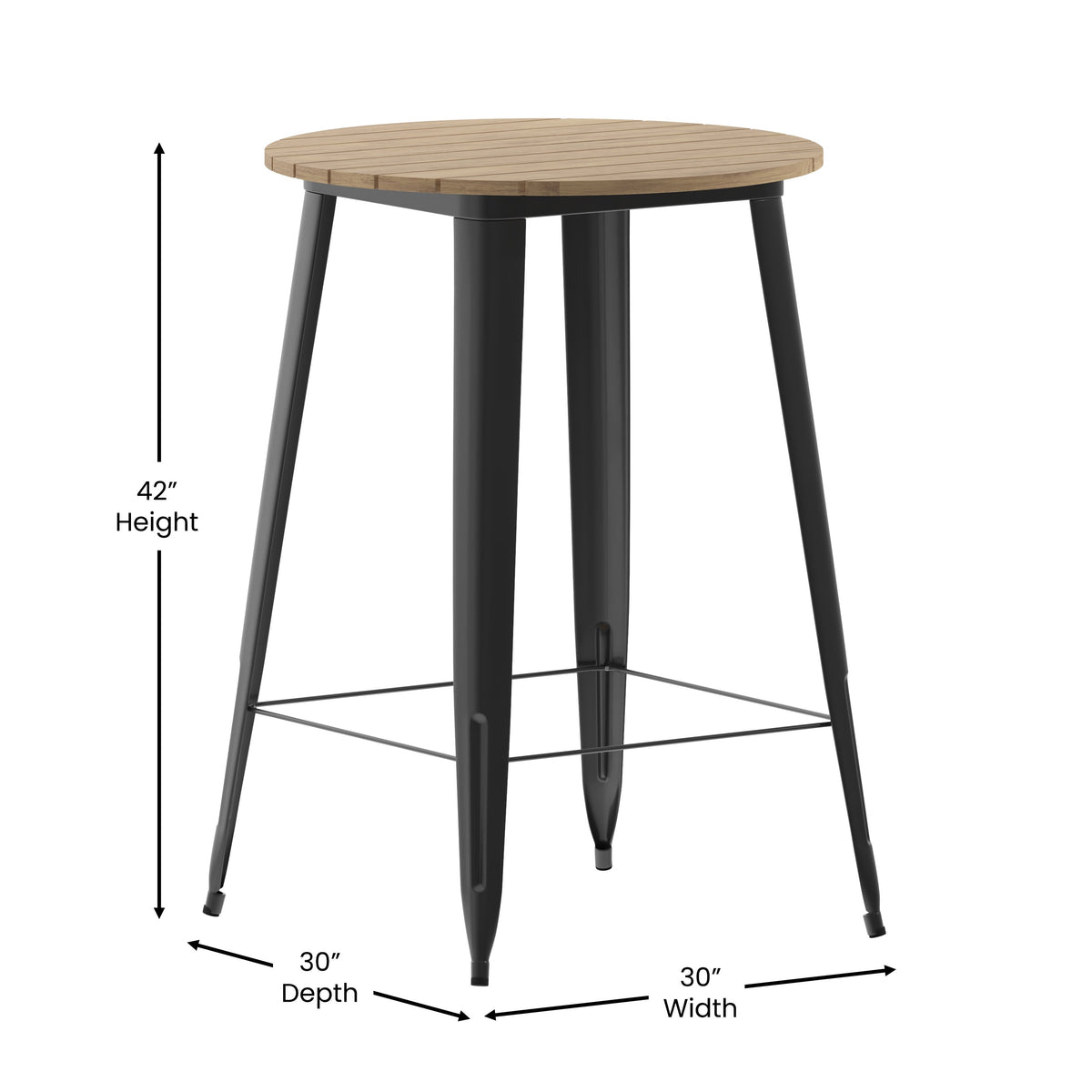 Brown/Black |#| 30inch RD Commercial Poly Bar Top Restaurant Table with Steel Frame-Brown/Black