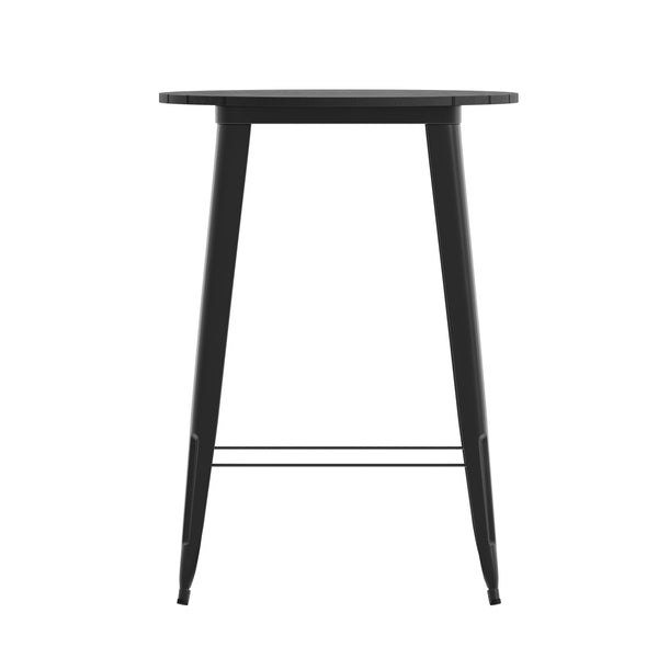 Black |#| 30inch RD Commercial Poly Bar Top Restaurant Table with Steel Frame-Black/Black