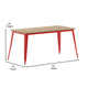 Brown/Red |#| 30x60 Commercial Poly Resin Restaurant Table with Umbrella Hole - Brown/Red