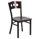 Walnut Wood Back/Walnut Wood Seat/Black Metal Frame |#| Black 3 Circle Back Metal Restaurant Chair - Walnut Wood Back & Seat